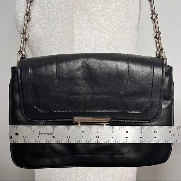 Joanna Maxham Arm Candy Black Leather Shoulder Bag with Silver Chain Straps - Picture 11 of 13